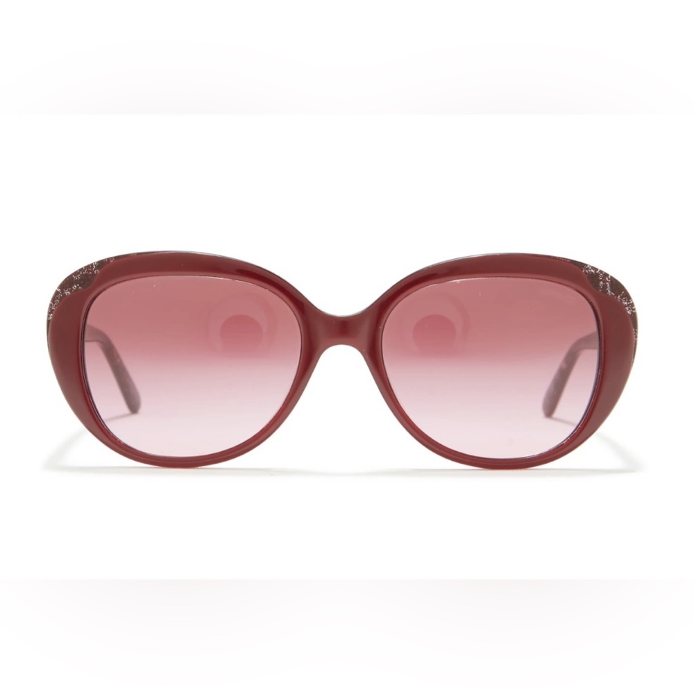 Coach 53mm Square Sunglasses Burgundy Glitter Sig C NWT